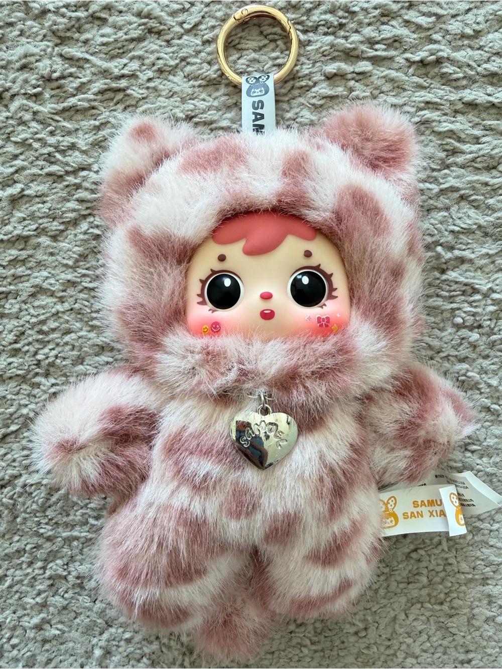 San Xiao Mao Pink Tiger Striped Cat Plush Keychain | Cute Cat Bag Charm